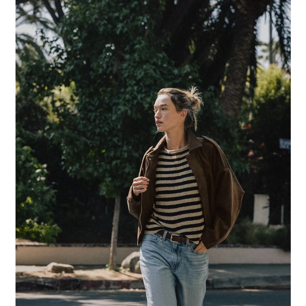 Zara Suede Effect Bomber Jacket Brown